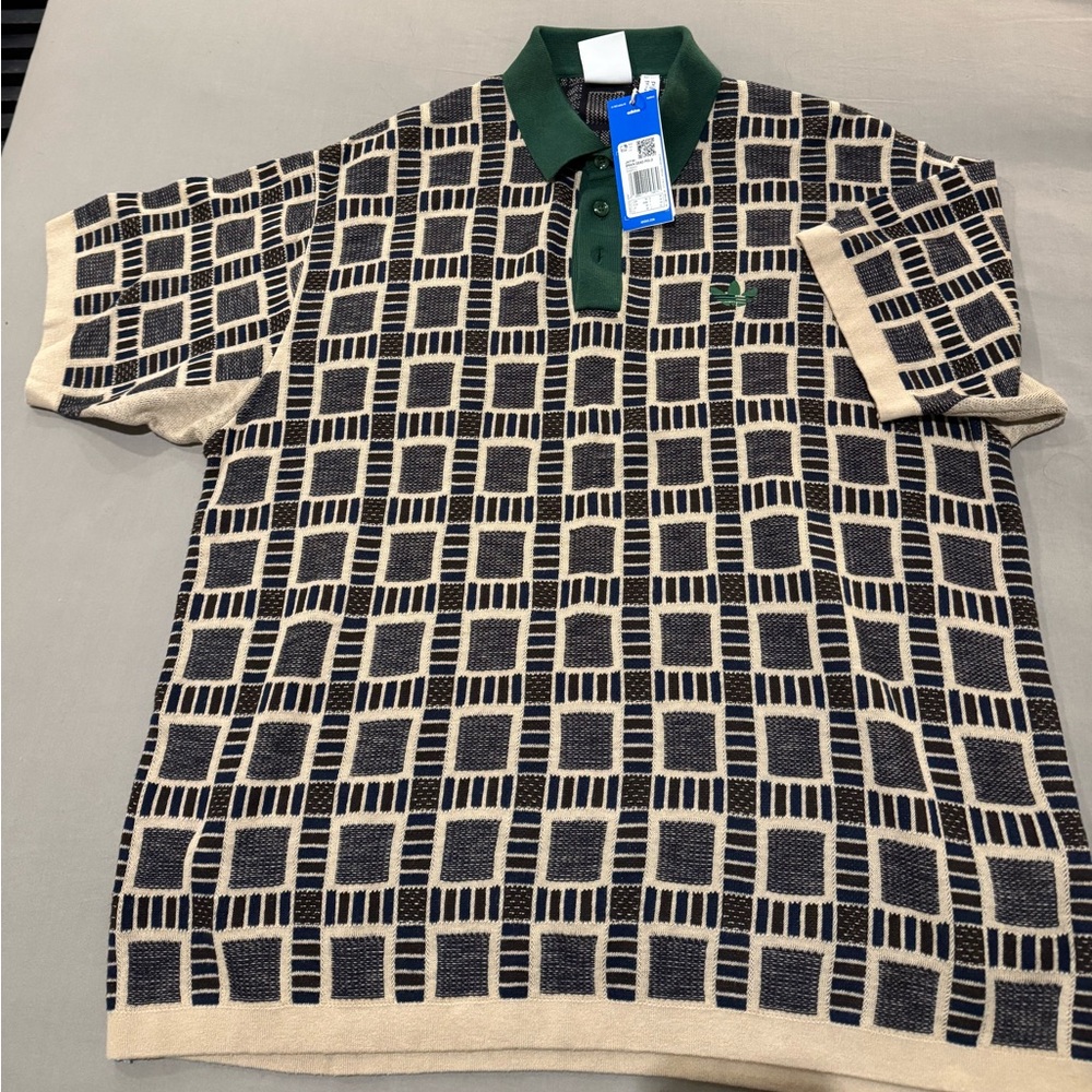 Adidas x Brain Dead Geometric Green and Tan Polo